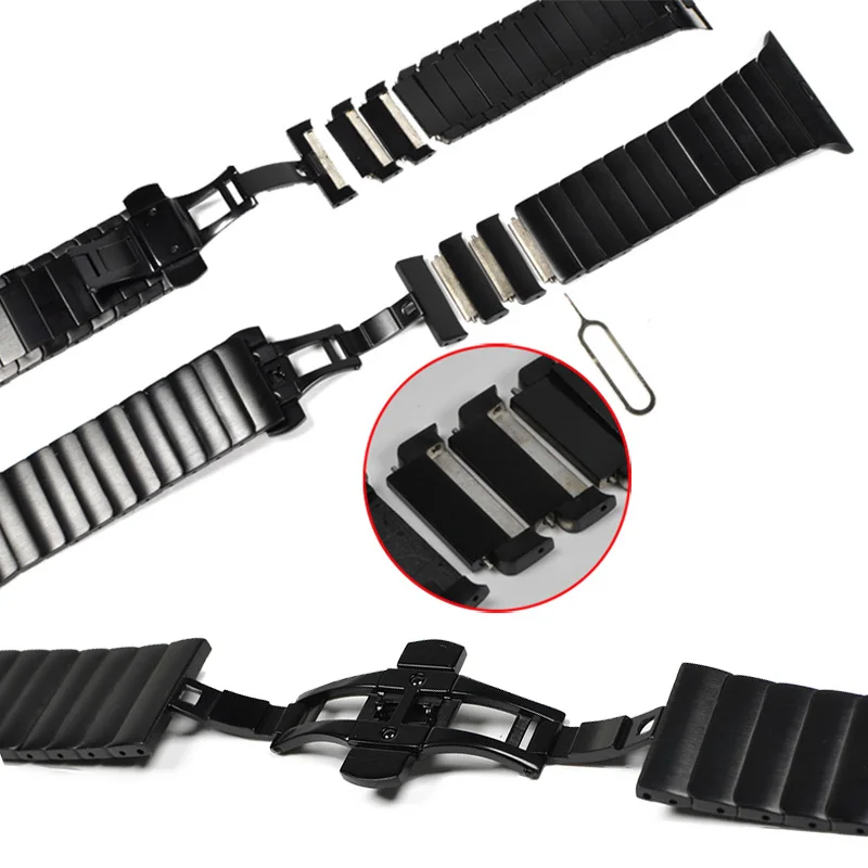 Strap For Apple Watch Band 45mm 41mm 44mm 40mm 42mm 38mm 49mm Metal Butterfly Link Bracelet Iwatch Series Ultra 2 9 SE 8 7 6 5 4