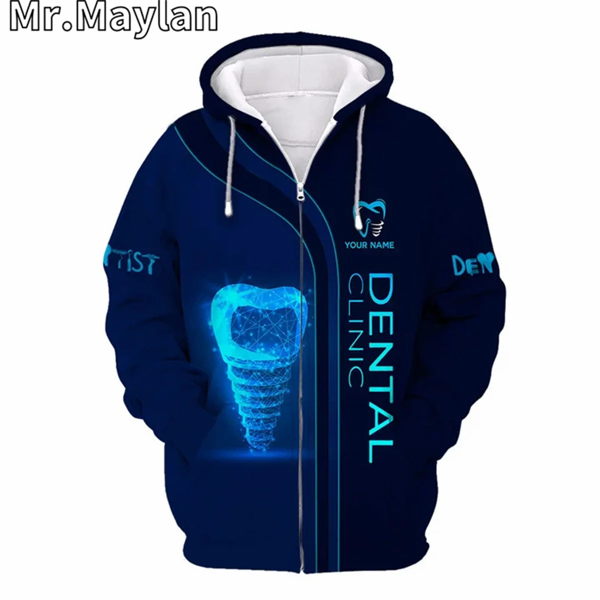 Custom Dentist Pattern Dental Clinic Uniform 3D Hoodie Men/Women Pullover Sweatshirt Hooded Jersey Tracksuit Outwear Coat A-963