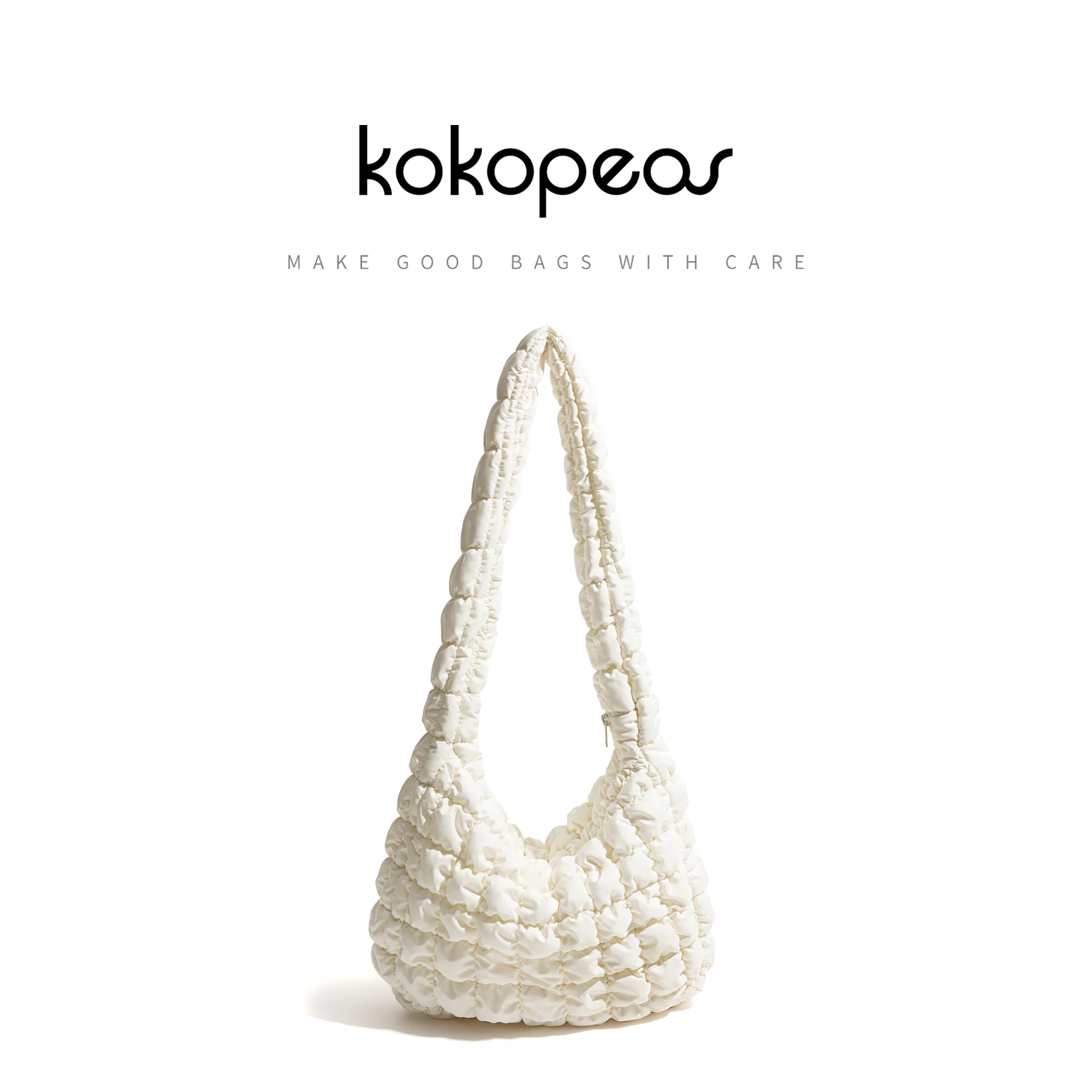 

KOKOPEAS Ladies Crossbody Bag Quilted Pleated Satchel Bag Tote Bag Cotton Underarm Handbag Woman Lightweight Padding Hobo Bag