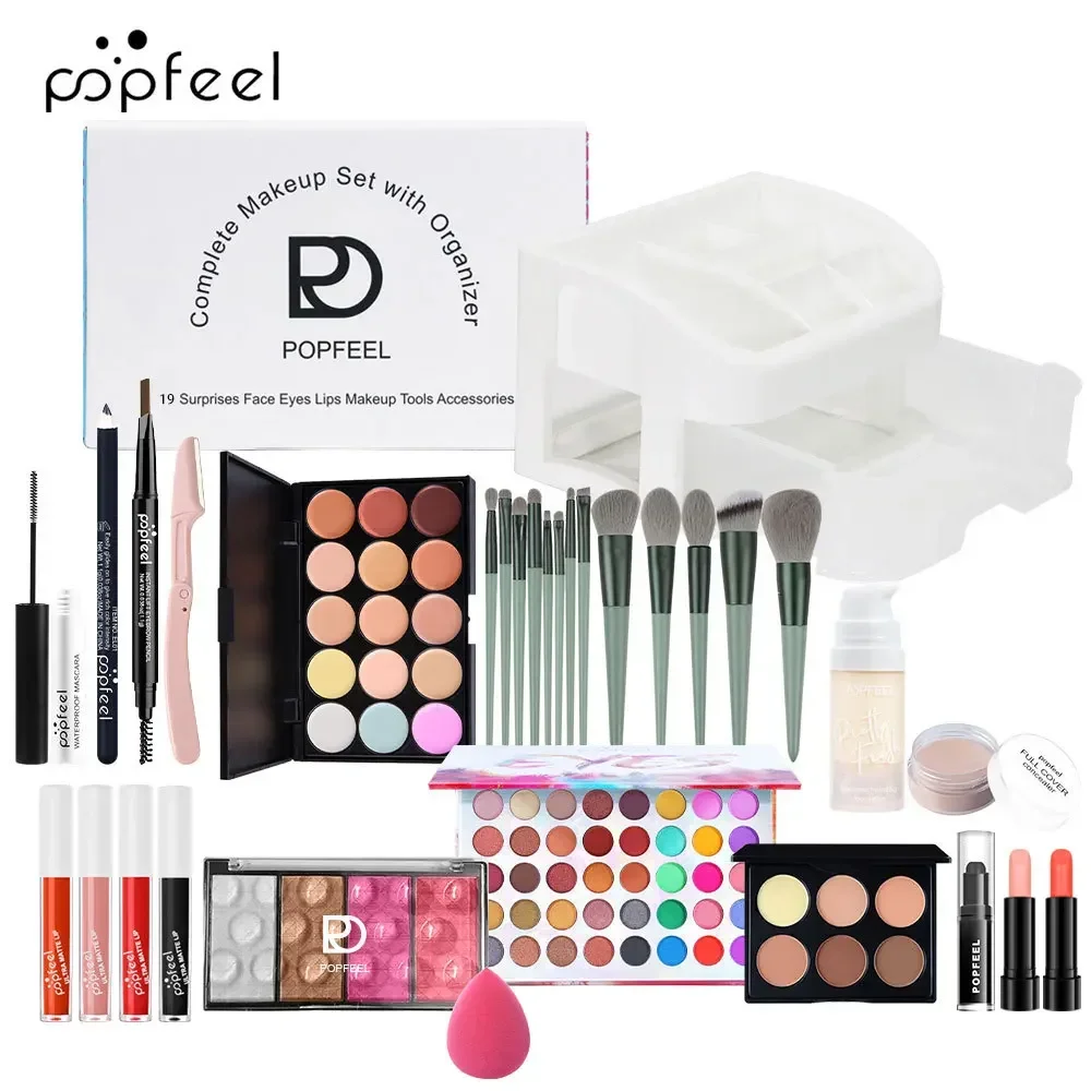 Best-Selling Popfeel Makeup Kit Full Set All in One Lipstick lip Gloss Mascara Concealer Brush Luxe Sets Gifts Women Cosmetics