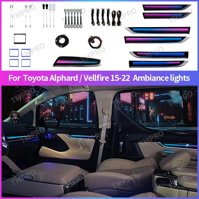 

Applicable for 2015-2022 Toyota Alpha Vellfir Car Ambient Lights Automotive Interior Decoration64 Colors LED Safety assistance