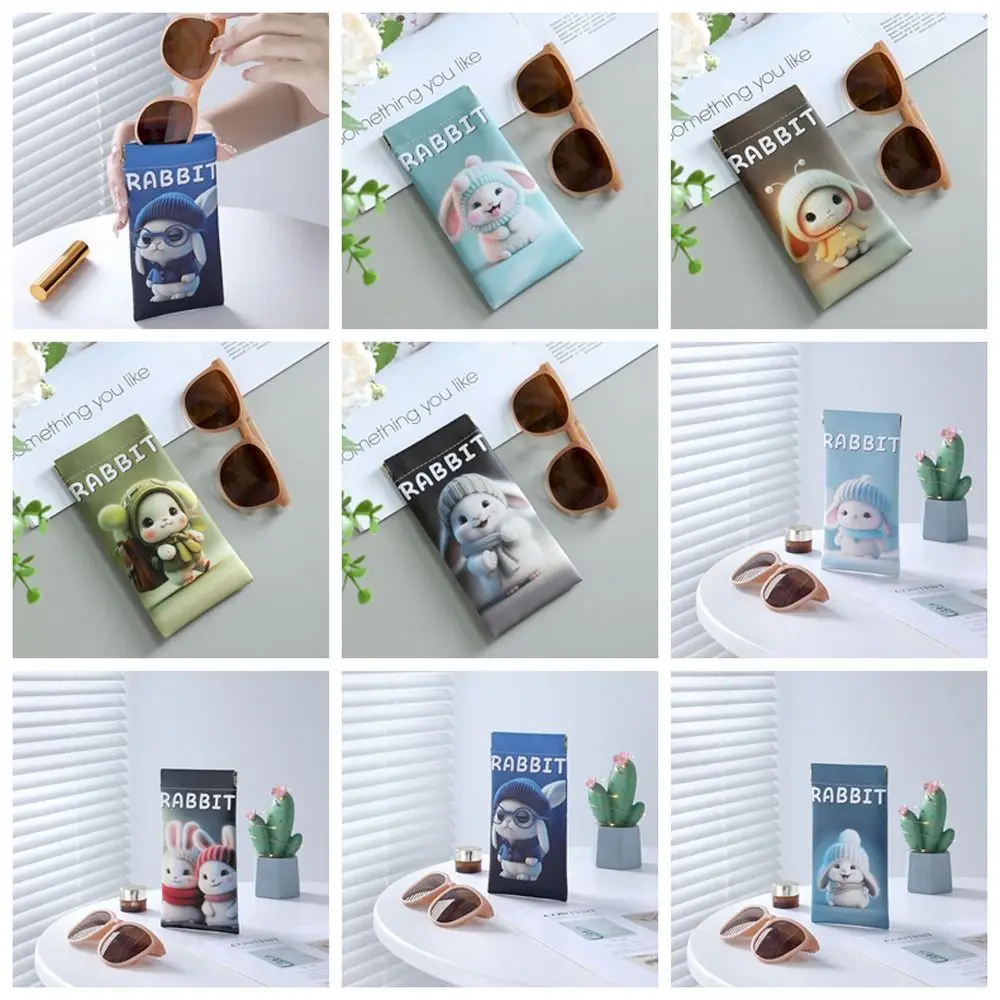 

Cute Rabbit Self-closing Glasses Bag Letter PU Leather Rabbit Lipstick Bag Print Cartoon Animal Cartoon Mini Coin Purse Outdoor