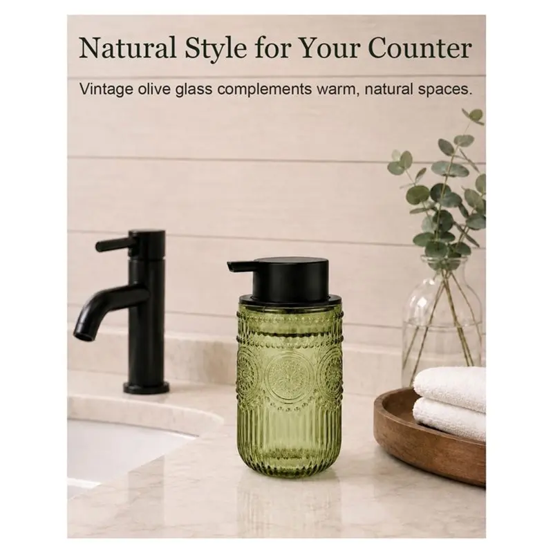 A20F-Foaming Soap Dispenser 14 OZ Refillable Hand Wash With Black Pump For Bathroom & Kitchen