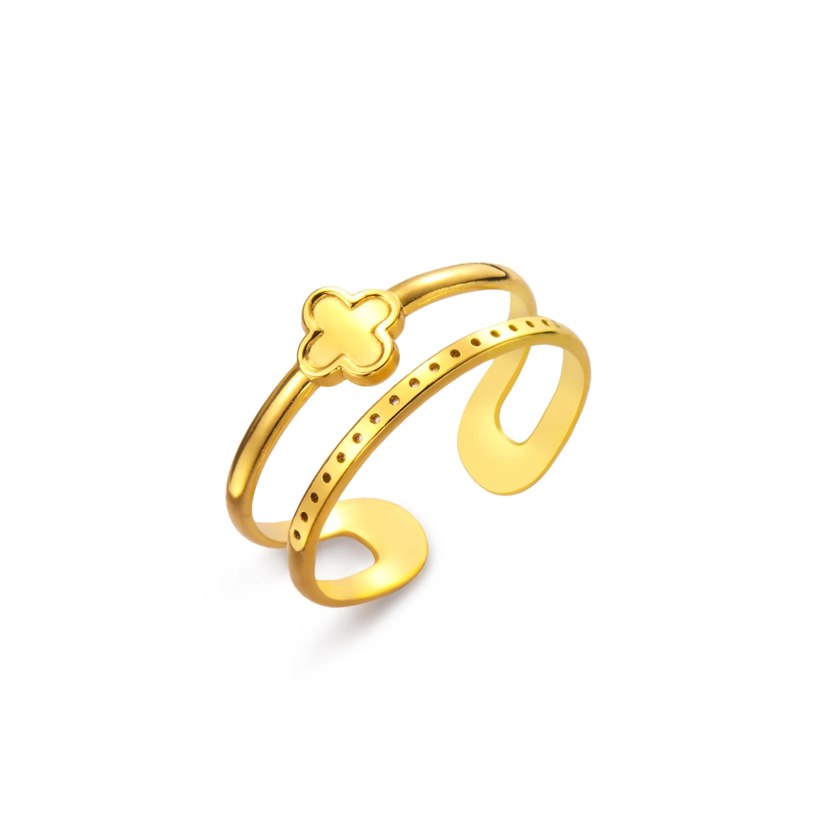 Dreamtimes Four Leaf Clover Ring for Women Stainless Steel Adjustable Finger Rings Fashion Jewelry Mother's Day Birthday Gifts image 6