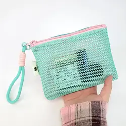 Double Zipper Mesh Storage Pouch Ultra Light Wear-proof Visible Makeup Pouch Space Saving Visible Mini Coin Purse Office
