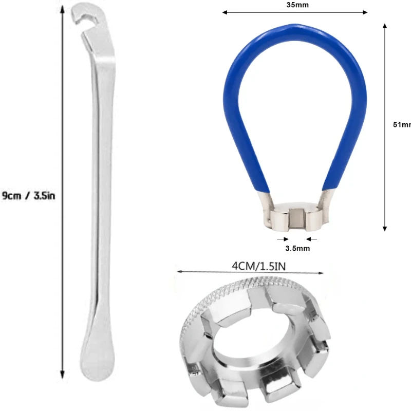 Bike Disassemble Repair Tool Bike Spoke Wrench Flexible Adjustment Wheel Rim Wrench Bicycle Spoke Spanner Cycling Tyre Spoon Kit