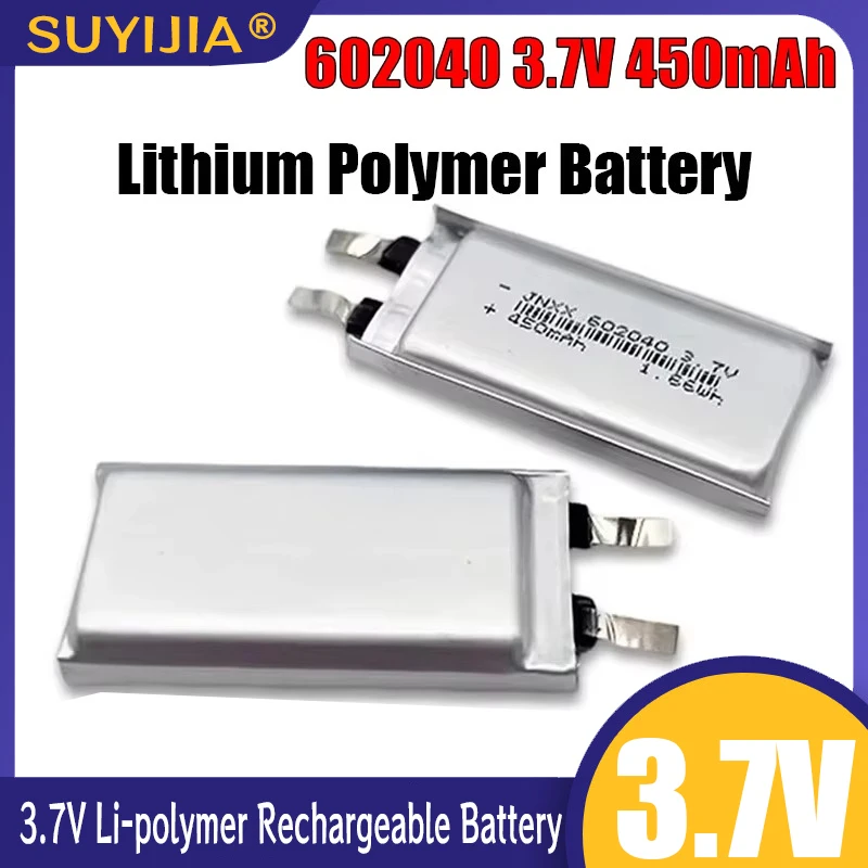 602040 Li Po Battery 3.7V Lithium Lipo Batteries 450mAh Rechargeable Cell for Smart Wearable Walkie Talkie GPS PSP Game Console