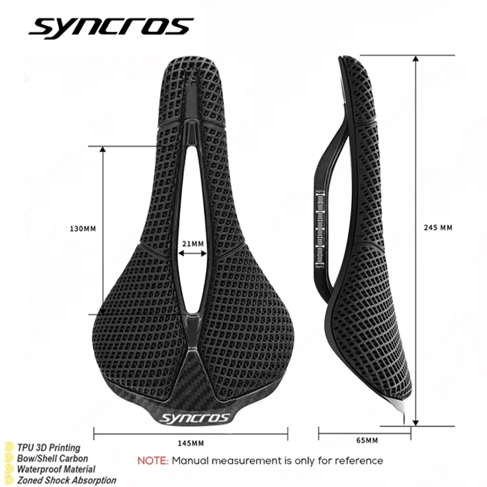 

SYN Carbon Fiber 3D Printing Bike Saddle, Professional Racing Saddle 181g Lightweight, Breathable TPU Comfort Seat for Road
