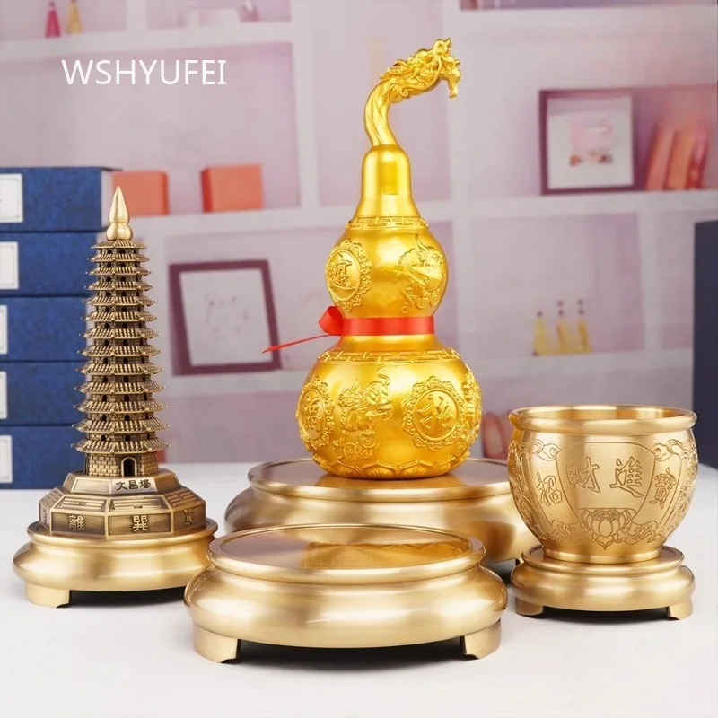 Brass Base Pure Copper Ornaments Elevate The Tray Hulu Jubao Basin Wenchang Tower Base Buddha Statue Incense Burner Base