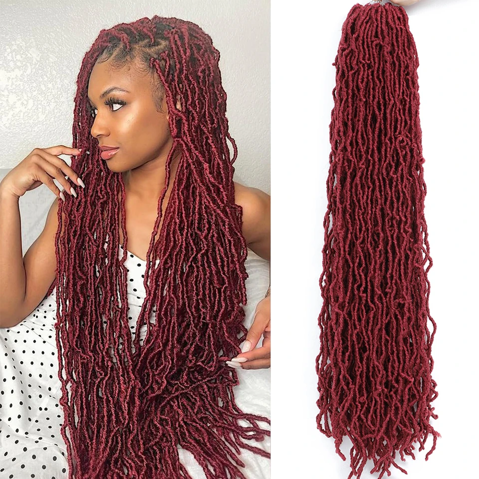 Faux Locs Synthétiques Longs pour Femmes Noires, Tressage, Noir, Marron, Doux, Crochet, Cheveux, Déesse, Nouveau, 18 ", 24", 36"