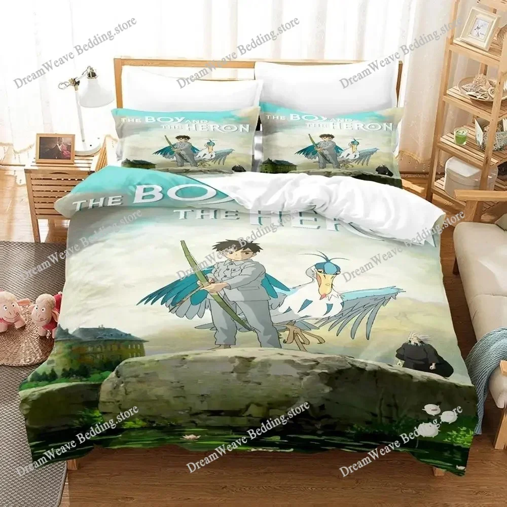 Bedding Decor The Boy and The Heron Bedding Set Single Twin Full Queen King Size Bed Set Adult Kid Bedroom Duvetcover Sets Anime