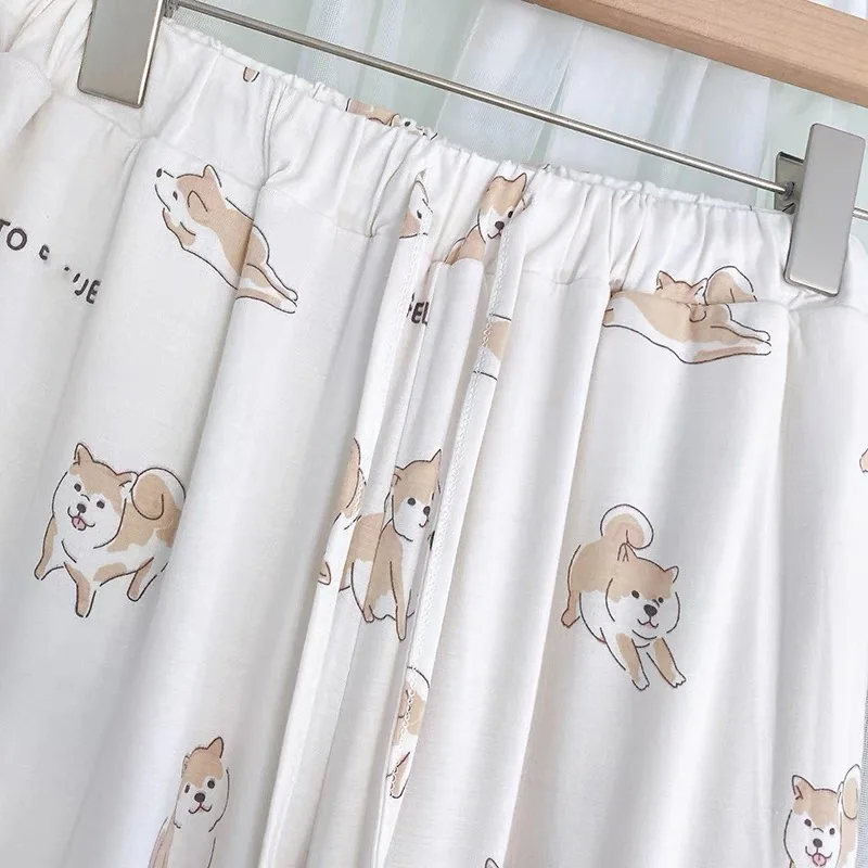 Sales Pajamas Set Women Room Wear Ladies Pajamas Ladies Cotton Shiba Inu Printed Lounge Wear