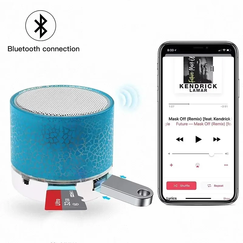 Portable Mini Wireless Bluetooth Speaker Rechargeable Music Blutooth Sound Box Subwoofer Mp3 Player Handsfree For Outdoor Sport