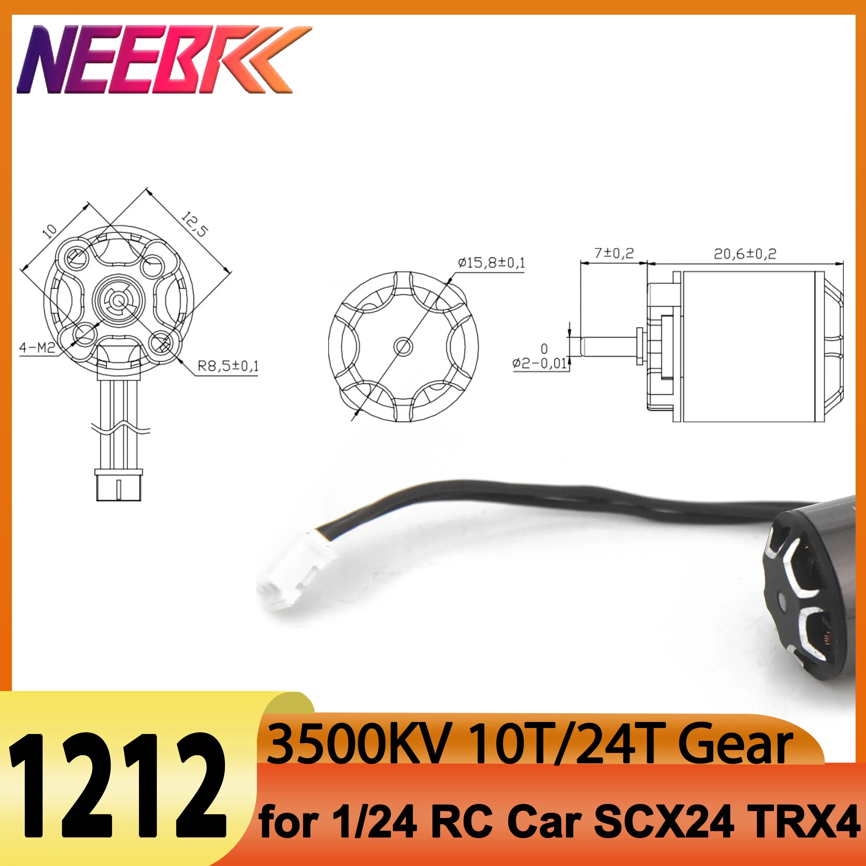 

1/24 RC SCX24 TRX4M 1212 3500KV 11T 24T Gear Outrunner Brushless Motor for Climbing Crawler Drift Car Truck Upgrade Parts