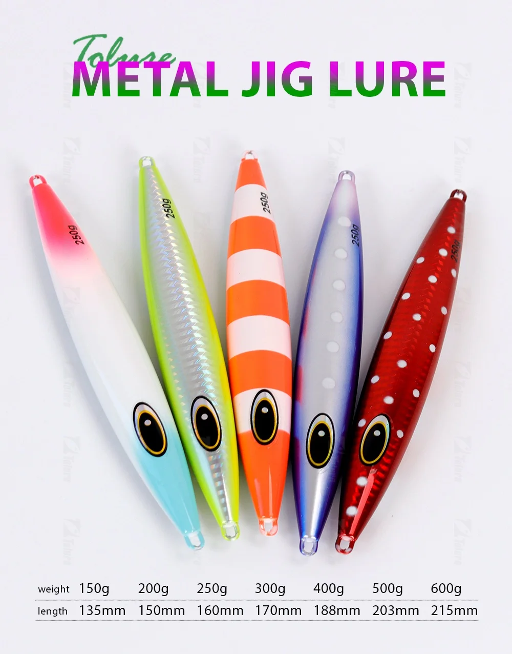 TOLU schnell sinkende Metall-Jig-Modelle 2025, für Salzwasser-Tiefsee-Angelköder, Größen 150 g–600 g, Trolling-Angelköder – Detail 1