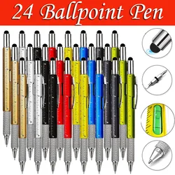 24Pcs Multifunction Ballpoint Pen with Handheld Tool Measure Technical Ruler Screwdriver Touch Screen Stylus Spirit Level