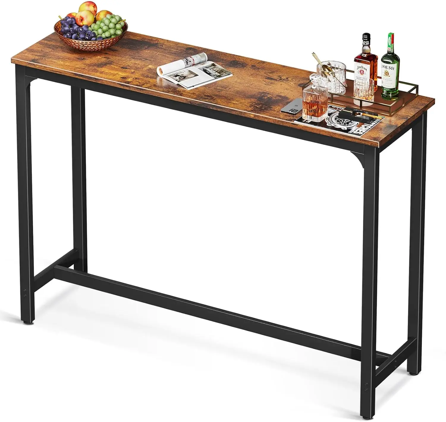 

54 Inch Bar Table, Bar Height Pub Table, Counter Height Bar Table, Rectangular High Top Kitchen & Dining Counter Tables with Stu