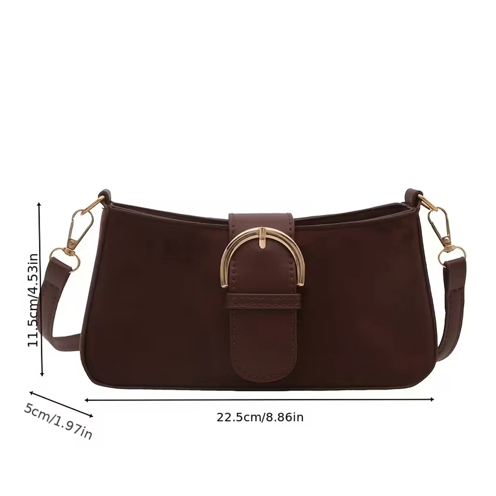Women's Crossbody Bag, High-Quality Faux Suede Shoulder Bag, New Stylish Retro Underarm Commuter Bag, Fashionable Versatile Handbag view 3