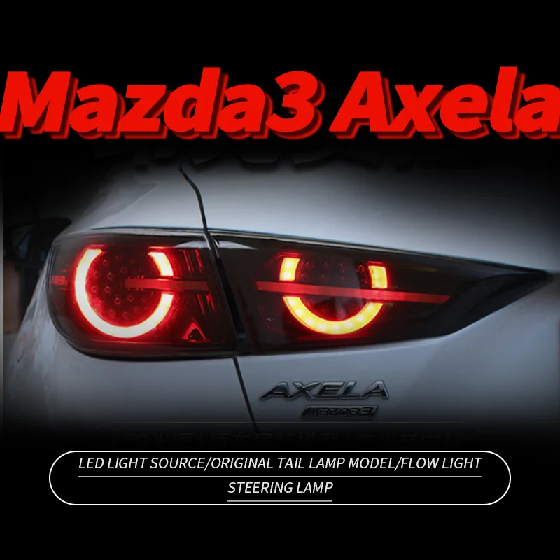 Car Lights for Mazda 3 Axela 2014-2018 LED Auto Taillight Assembly Upgrade Newest Style Double Circle Design Lamp Accessories