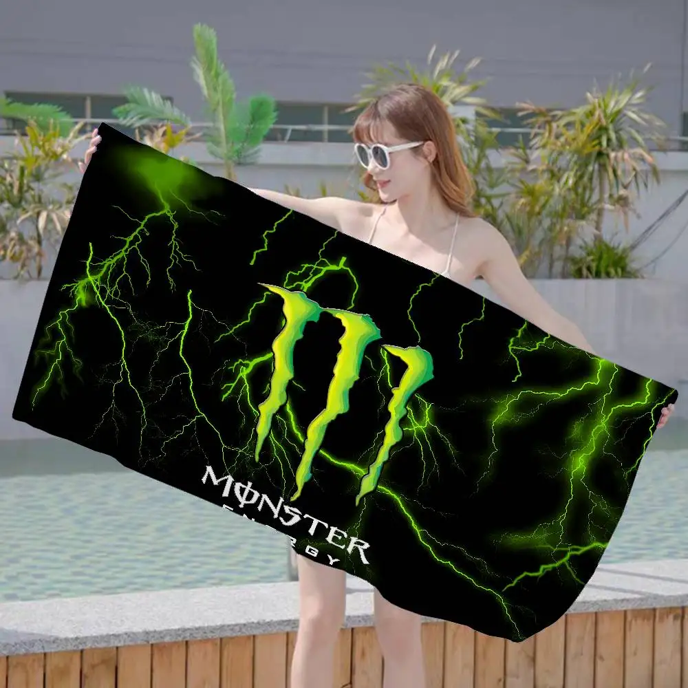 

M-MonsterS LOGO Energy Beach Towel Colorful Bath Towels for Girl Microfiber Quick Dry Custom Sand Free Beach Yoga Spa Gym Pool