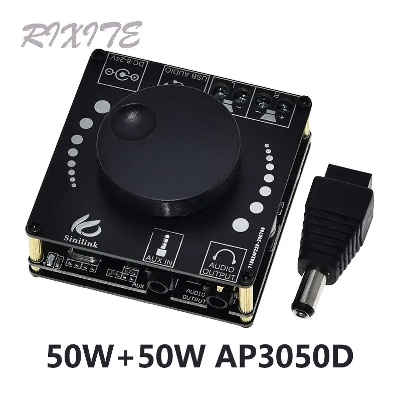 XY-AP50L Mini Bluetooth 5.0 50W+50W Dual Channel Audio Power Digital Amplifier Board Stereo Amplifier 3.5MM AUX USB APP