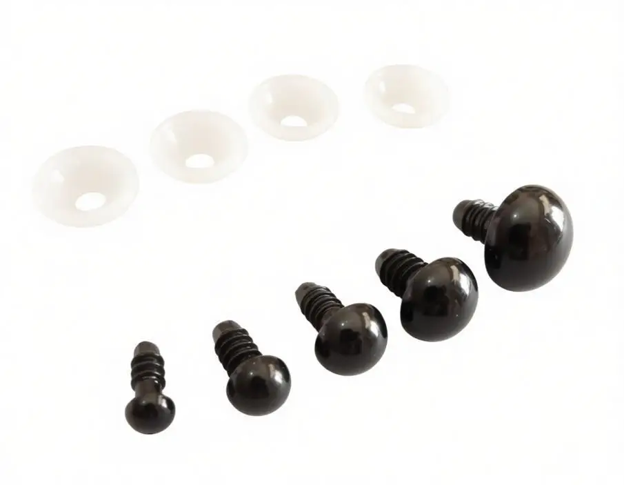 60-teiliges Set komplett schwarzer Spielzeugaugen mit Unterlegscheiben für DIY-Tierpuppen, 16mm-40mm, verschiedene Größen, Bastelzubehör – Detail 1