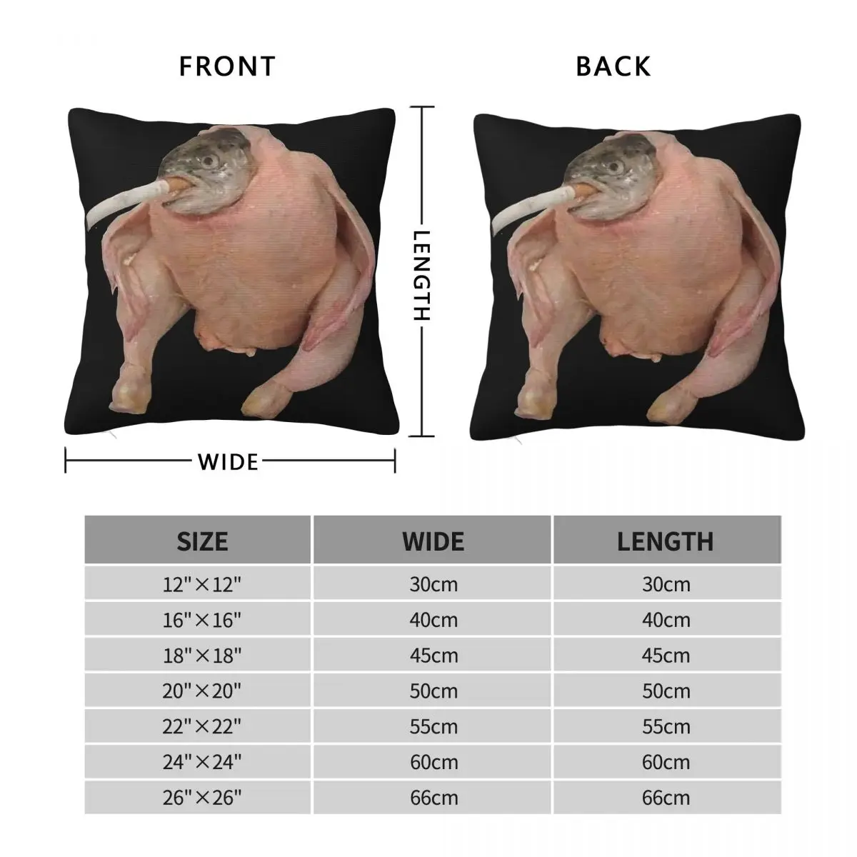 Smoking Fish Inside A Chicken Square Pillowcase Polyester Linen Velvet Creative Decor Throw Pillow Case Bed Cushion Cover 45x45
