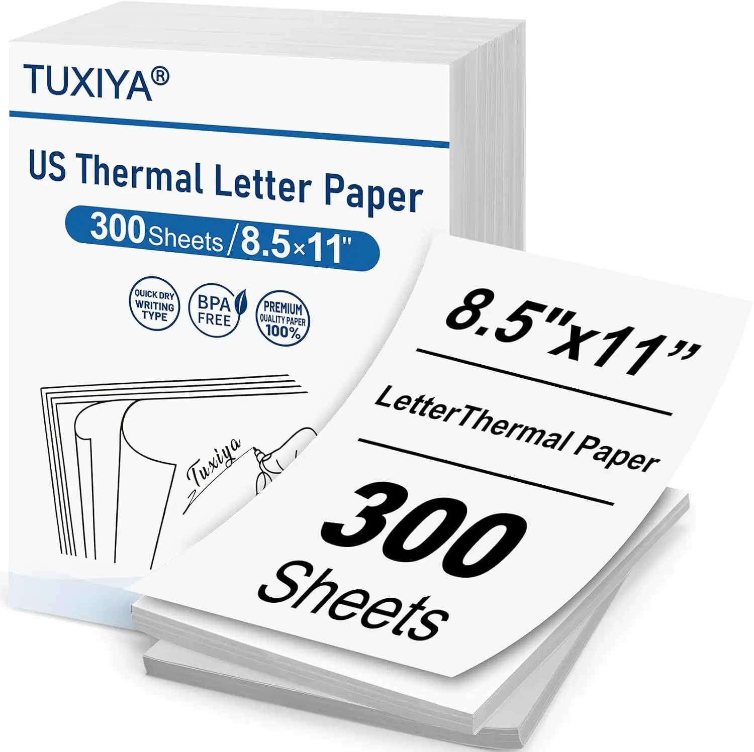 

300 Sheets Thermal Printer Paper 8.5x11 Inch, BPA Free, US Letter Size, Compatible with Most Portable Printers