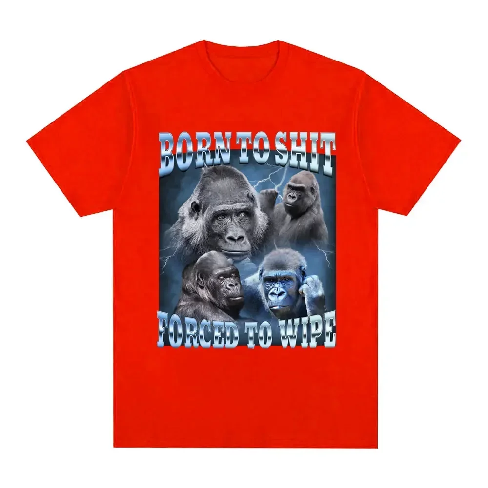 アニメ生まれたてのうんちを強制的に拭く面白いゴリラグラフィック Tシャツファッション半袖 Tシャツ女性カジュアル Tシャツ