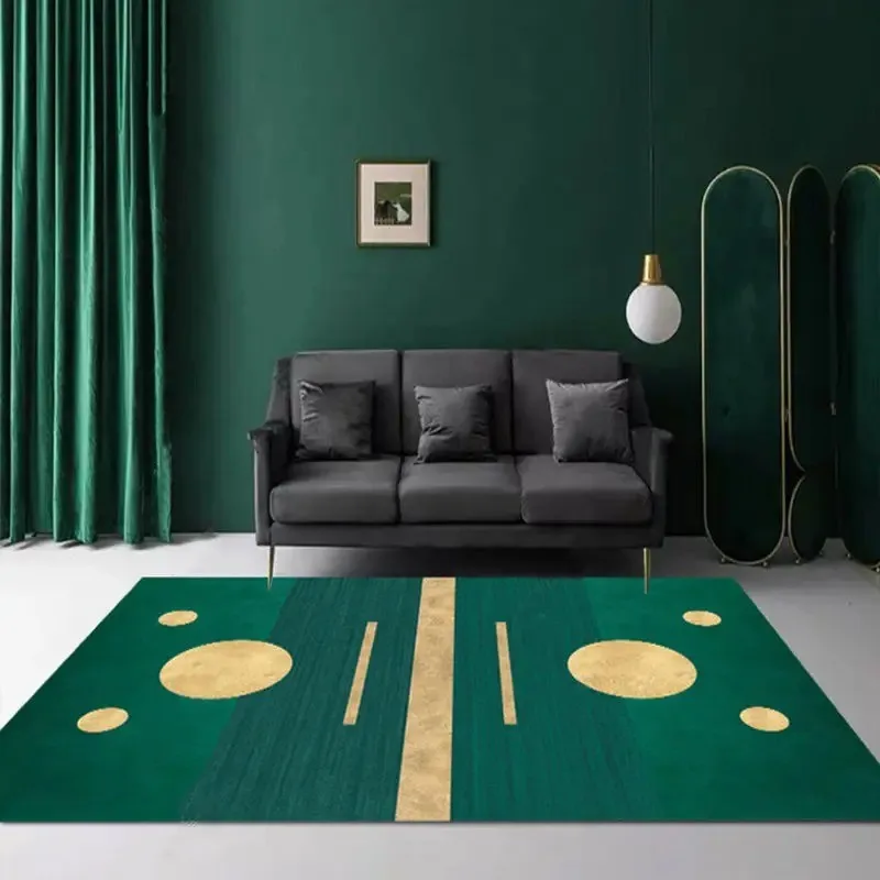 Nordic Light Luxury Dark Green Carpet Living Room High Quality Rug Bedroom Home Decor Mat Lounge Washable Non-slip Felt Doormat