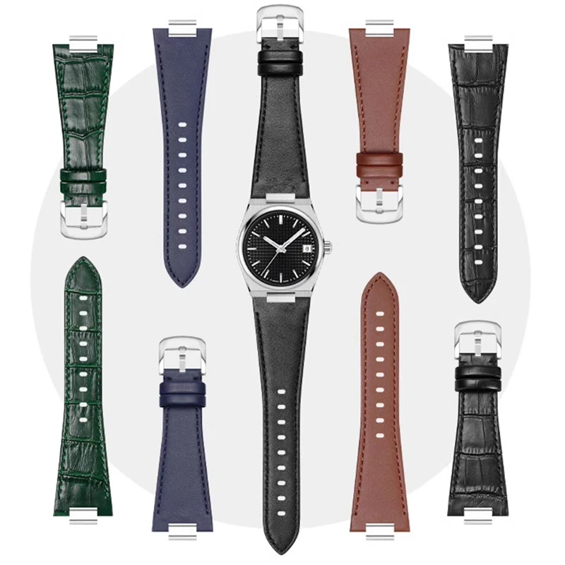 Para 1853 tissot prx t137 super player pulseira de relógio metal boca elevada t137407a t137410a pulseira de couro liberação rápida 12mm azul