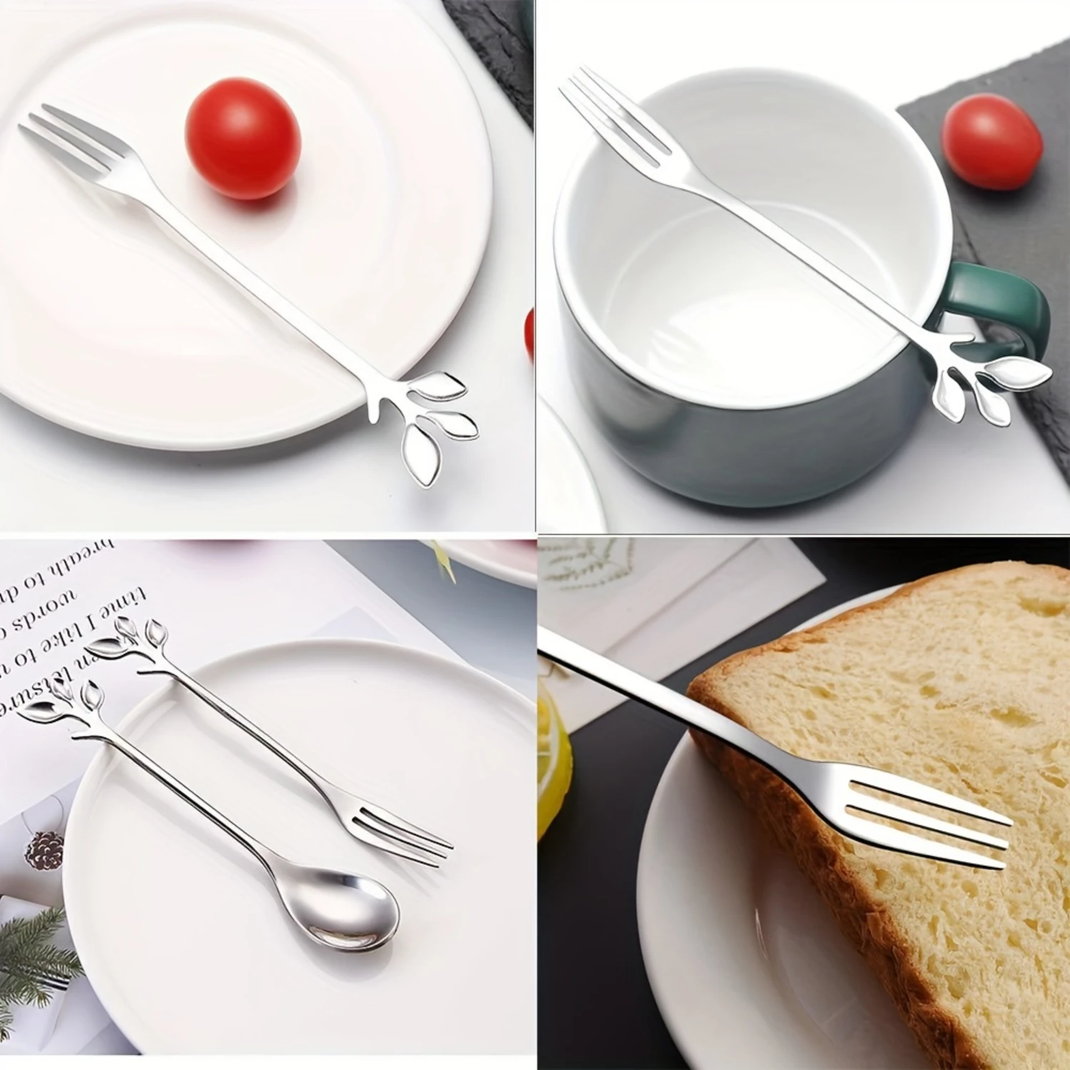 

Stainless Steel Leaf Coffee Fork and Spoon Set for Restaurant Dining