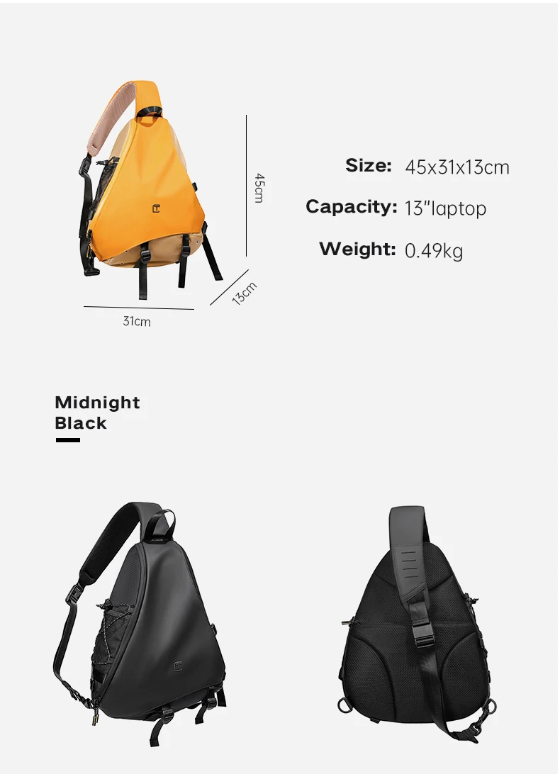 TANGCOOL Umhängetasche für Herren, wasserabweisender Umhängetaschen-Rucksack, große Kapazität, diebstahlsichere Brusttasche für Reisen, Wandern, täglichen Gebrauch – Detail 16