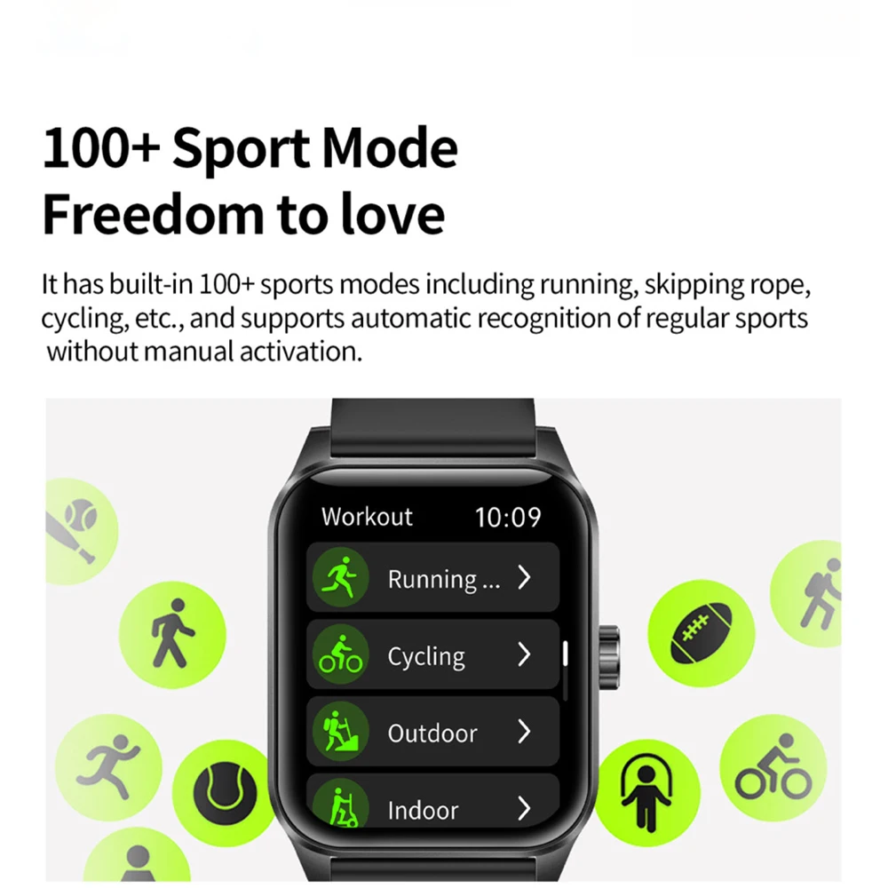 1.85 بوصة شاشة كبيرة ثلاثية الأبعاد الهاتفي الديناميكي الرجال سيدة ساعة ذكية بلوتوث دعوة الرياضة النساء معدل ضربات القلب الصحة مقاوم للماء Smartwath