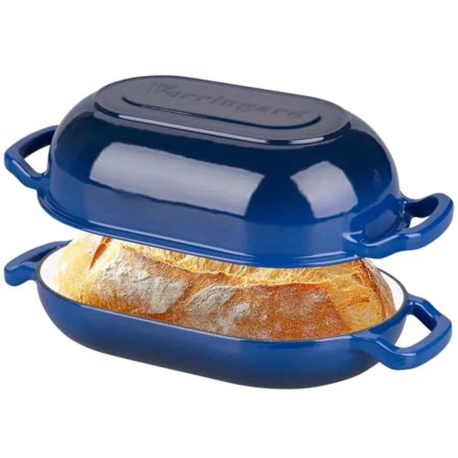 

Enameled Cast Iron Sourdough Bread Oven Dutch Oven Loaf Cast Iron Bread Pan for Homemade Bread Baking Meatloaf Pan with Lid 5QT