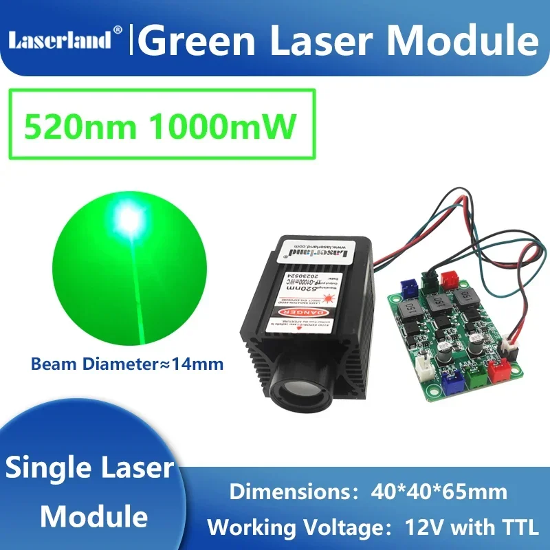 

520nm 1W Fat Beam Green Laser Diode Module Stage Lighting Effect with Fan