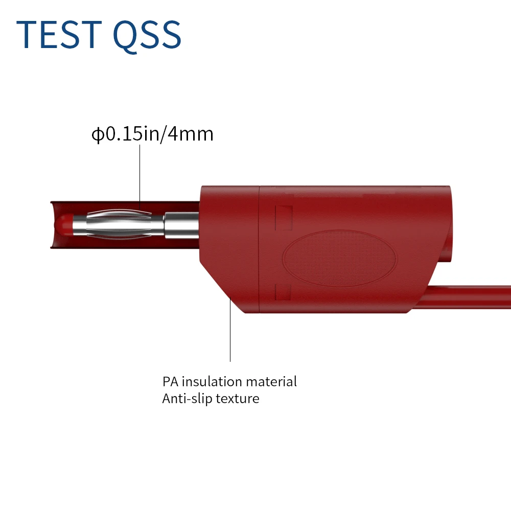 QSS 5PCS Multimeter Test Leads Dual 4MM Banana Plug Fully Insulated Safety Stackable Copper Cable Test Tool Accessories  Q.70016