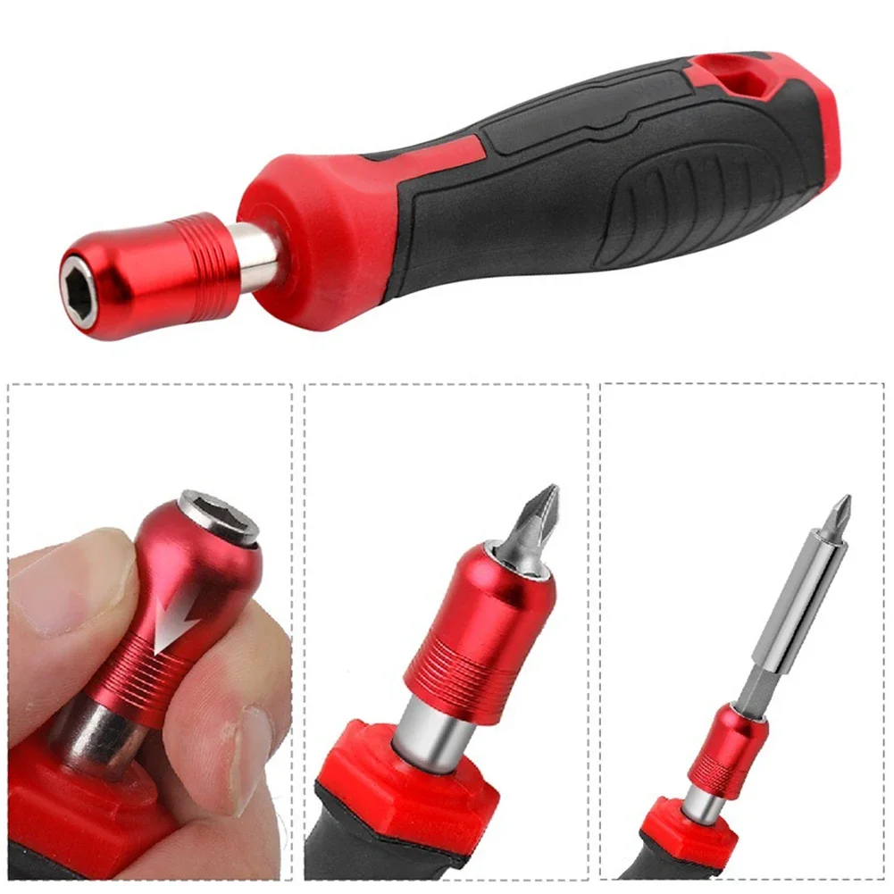 Hex Multifunctional Screwdriver Self-Locking Adapter 1/4'' 6.3mm With 5Pc Head Magnetic Screw Driver Bits Socket Wrench Tool