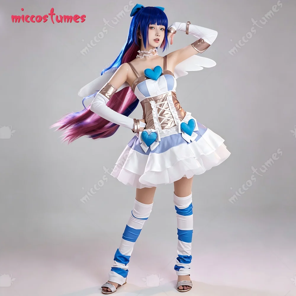 【Ready for Ship】Miccostumes Women's Stocking Angel Cosplay Costume Dress Set Wing with Fullset Accessories for Halloween view 2
