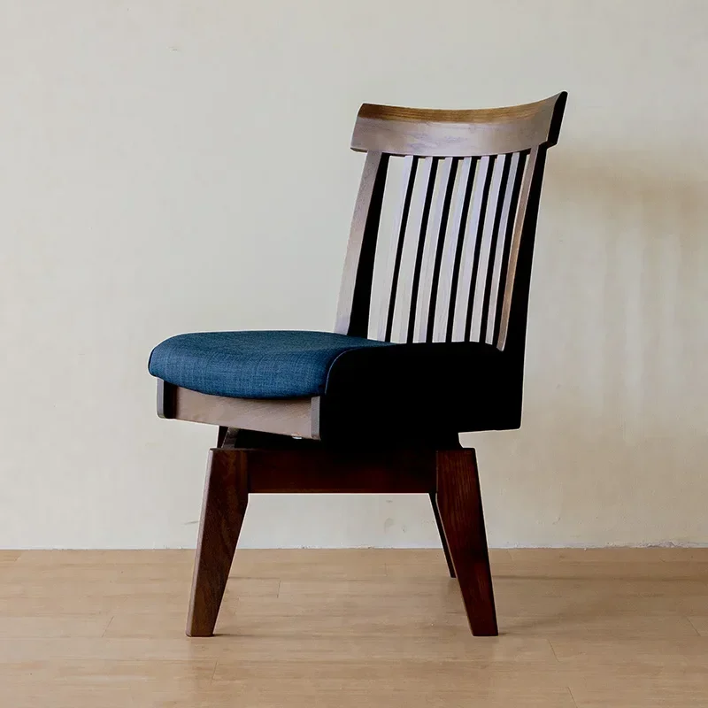 Solid wood swivel chair old and restored dark color