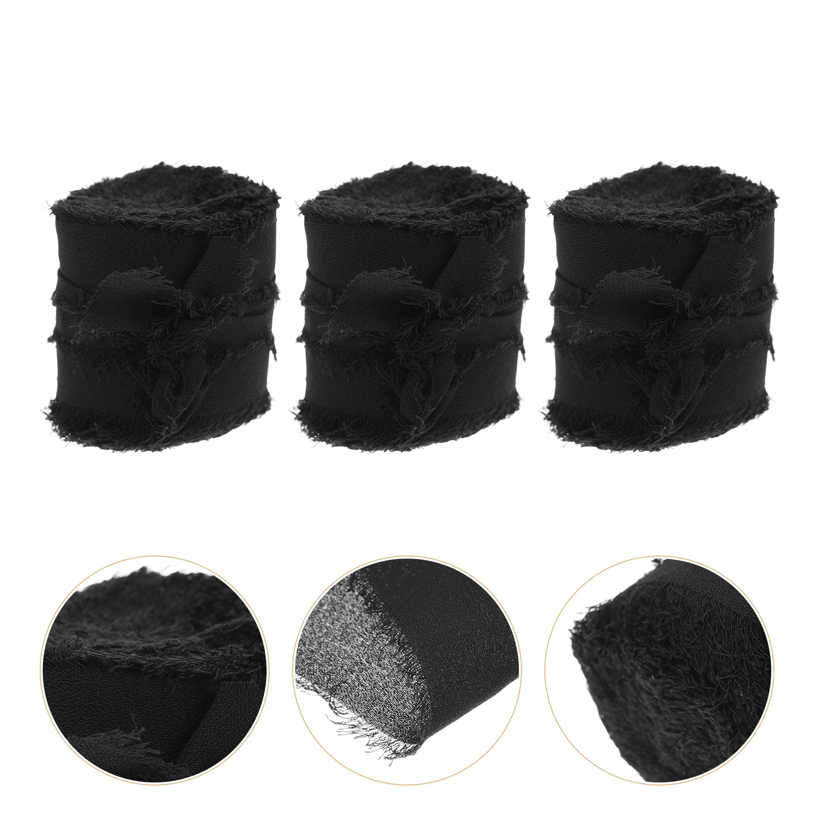 

3pcs 3 Rolls Premium Fringe Ribbon Handmade Frayed Edge Durable Bouquet Wrapping Party Decor Hair Bows Clothing Accessories