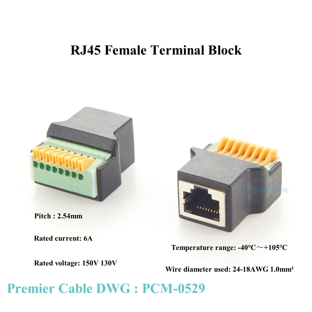 Bloco terminal fêmea ethernet rj45, 8p8c rj45, conector de rede push-terminal sem solda para transformador de corrente pika ct301