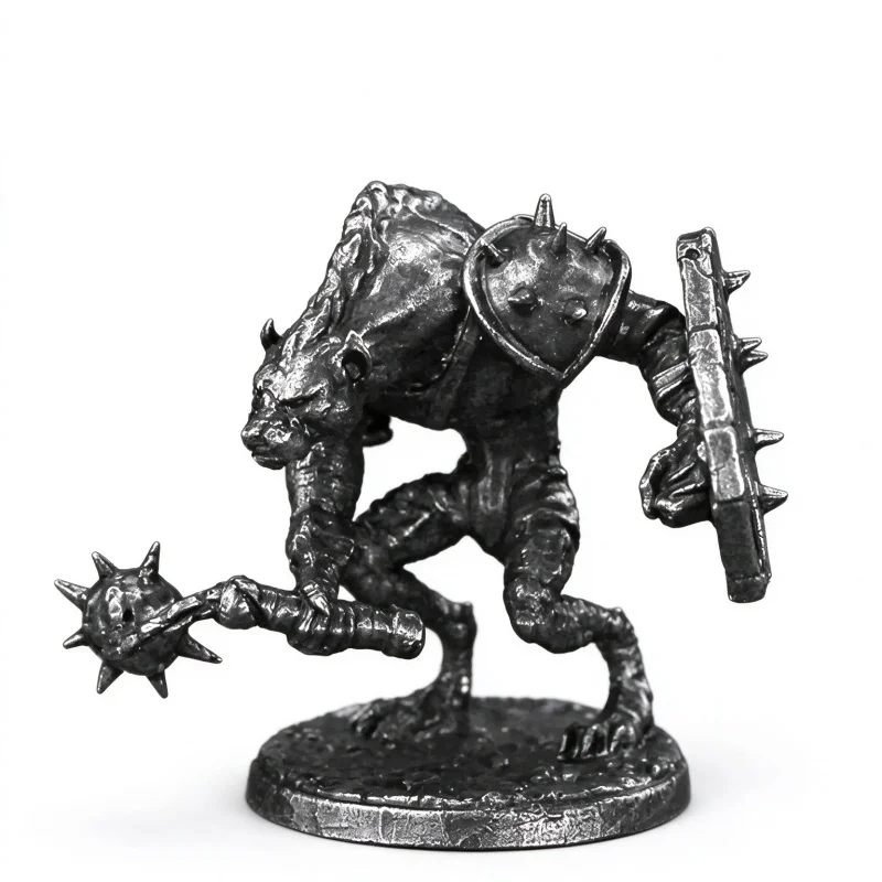 White Copper Metal Wolf Warrior Miniature Handmade Tabletop Game Figurine Desktop Decoration Collectible Statue Gift for Men
