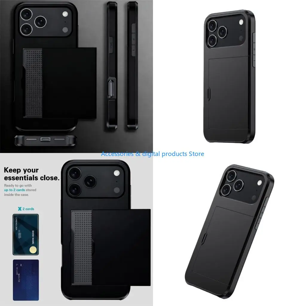 77JD Strong Plastic Protective Case Featuring Integrated Card Slot for Phone 17