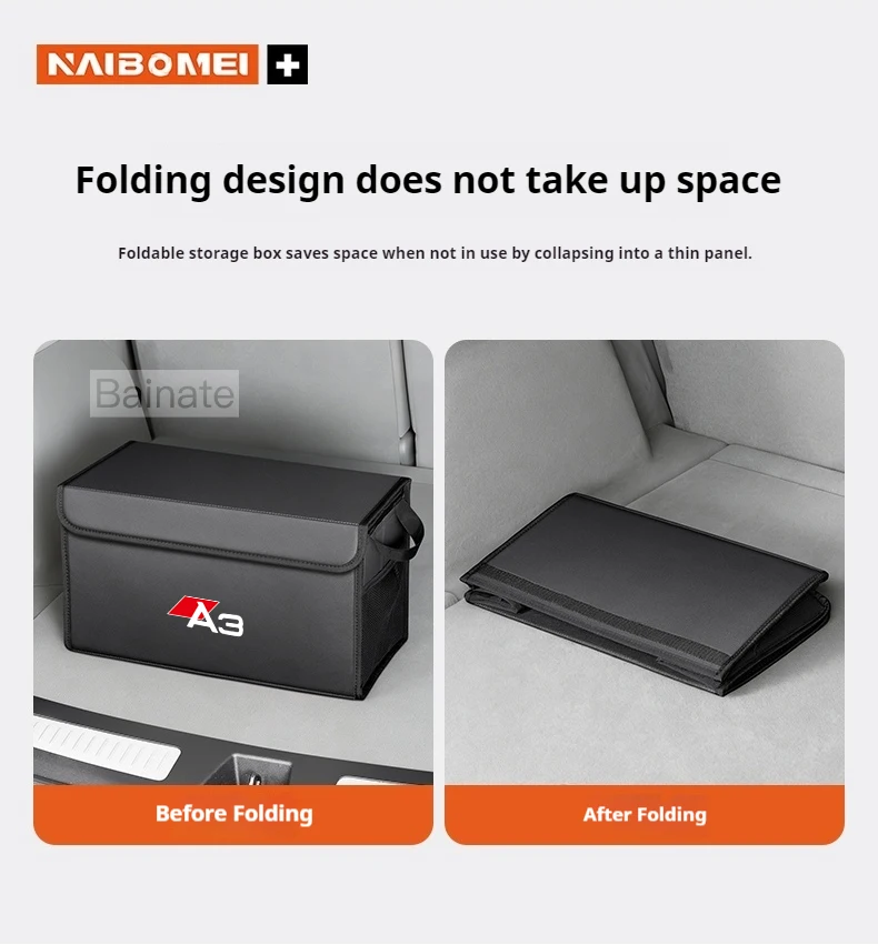 Auto-Kofferraum Leder-Aufbewahrungsbox, Innenraum-Organizer für AUDI A3 8v1 8vk 8vs 8vm S3 RS3 2012-2025, Großes Fassungsvermögen Zubehör – Detail 8