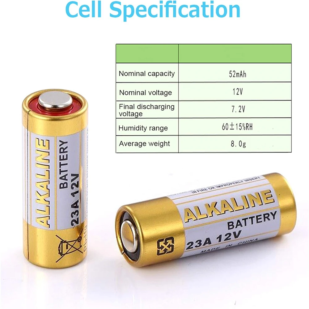 5-100 Uds A23 23A 12V batería alcalina 23GA A23S E23A EL12 MN21 V23GA GP23A MS21 LRV08 para timbre Control remoto juguete eléctrico