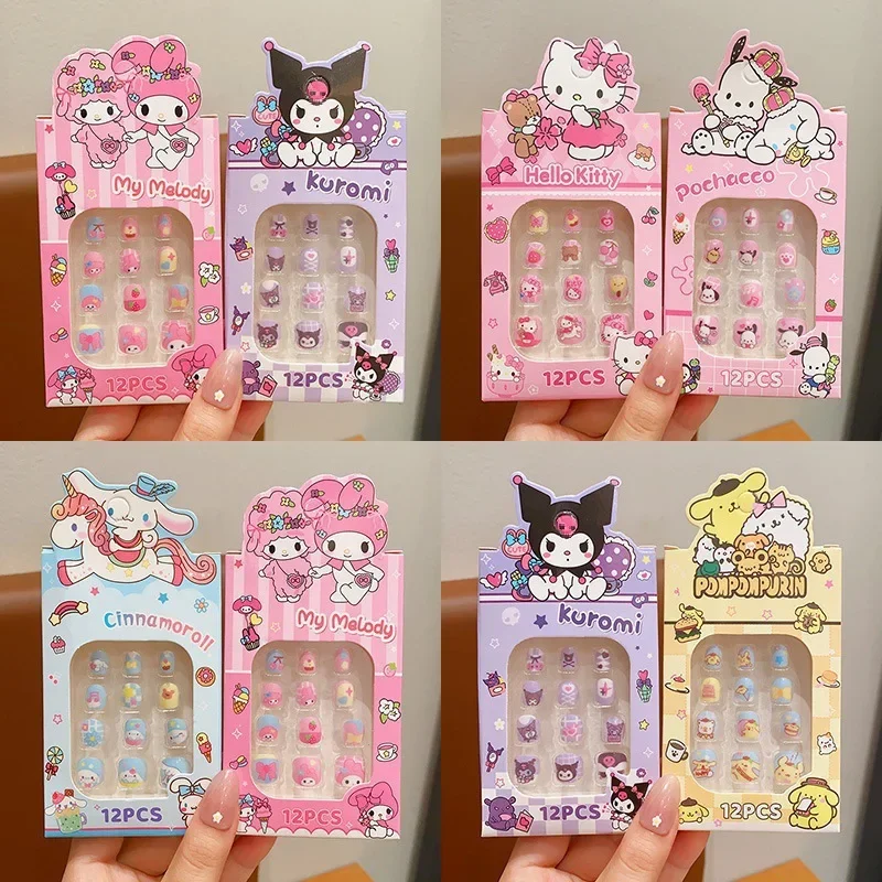 

New Sanrio Children's Nail Patch Cartoon Kuromi Cute Nail Sticker Detachable Girl Nails Sweet Lovely Nail Stickers Girl Toy Gift