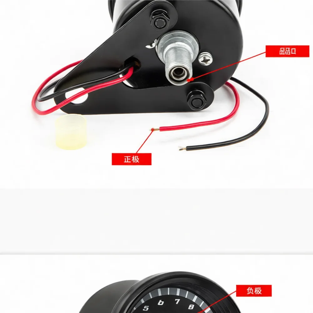 Motorcycle Mechanical Tachometer 13000RPM Retro Gauge 12V Universal Modification Cluster Engine Speed Meter Black Counter