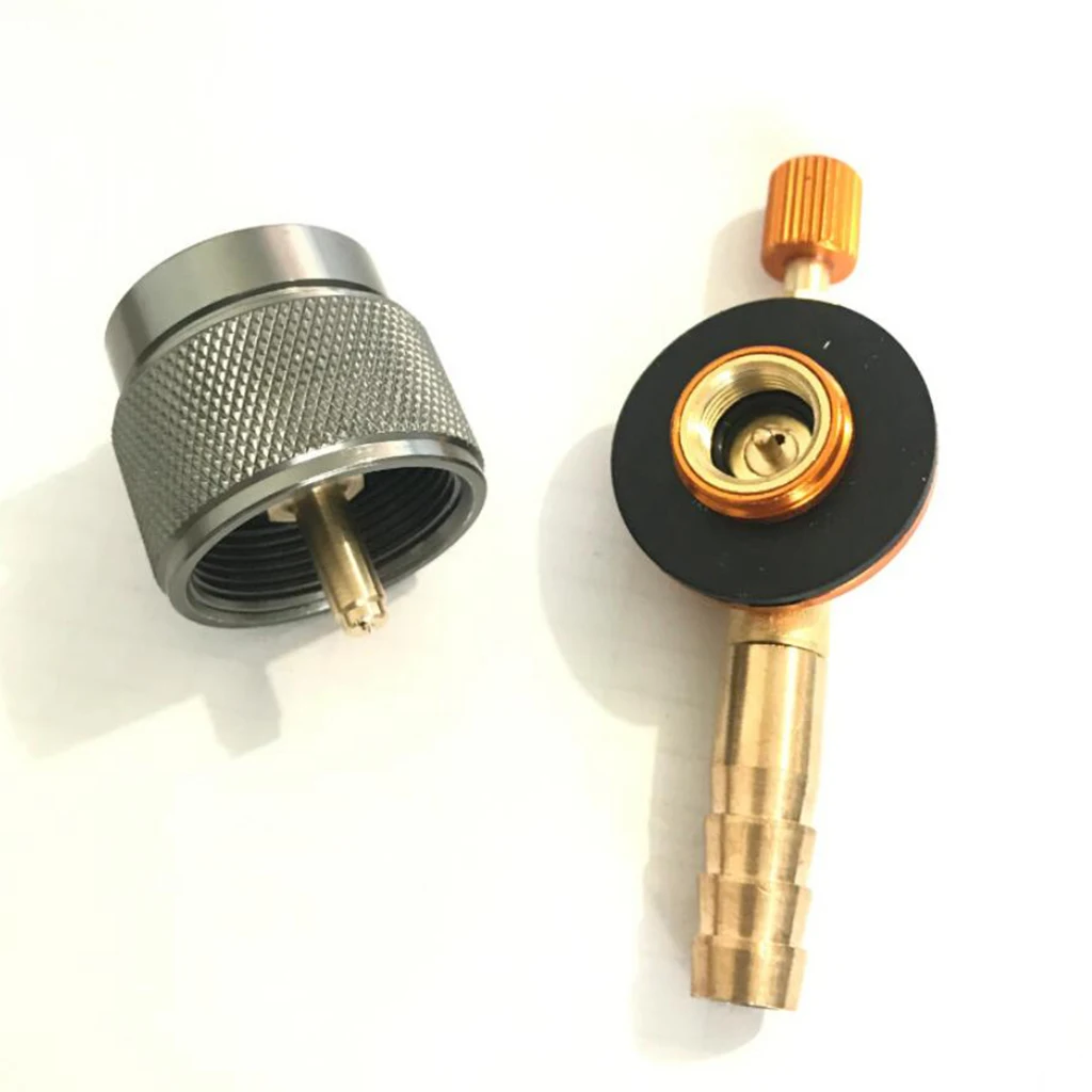 Gas Propane Flat Tank Connector Adapter With Switch Valve for Amping Stove