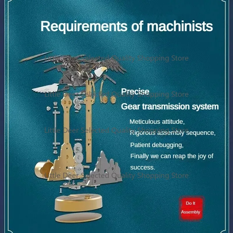 Saturn Culture Bionic Eagle Assembly Model Mechanical Assembly Metal Transmission Stainless Steel Ornaments Toys Can Be Gifted